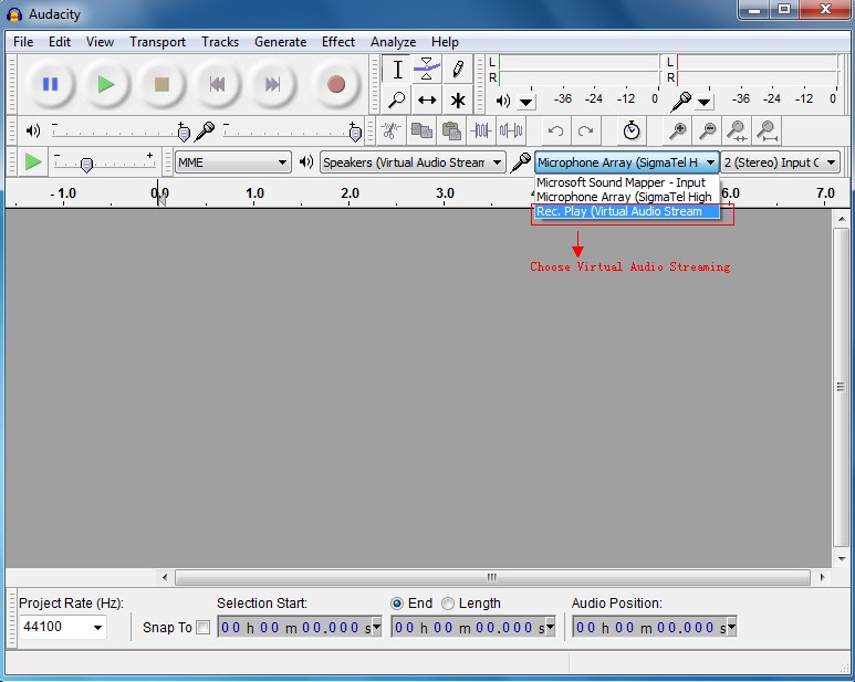 Use Virtual Audio Streaming driver in Audacity Recorder
