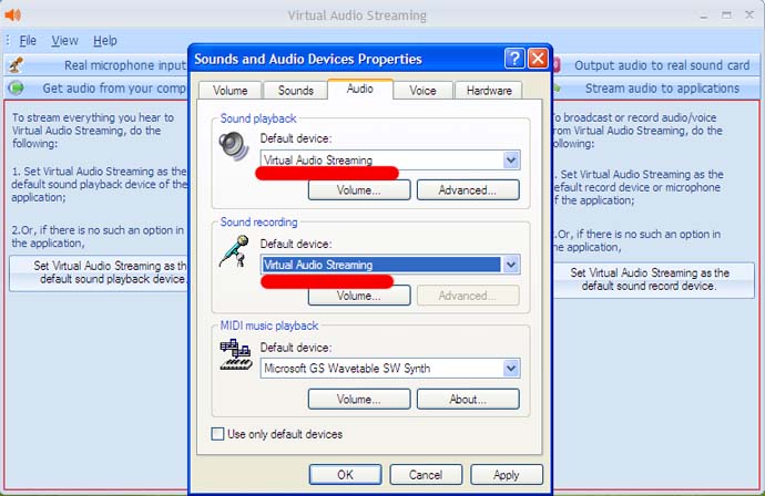 configure VirtualAudioStreaming for Justin.tv or skype step1
