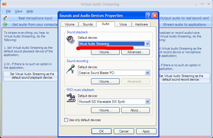 config VirtualAudioStreaming to record sounds