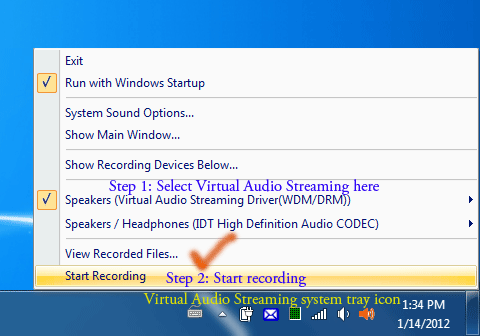 how to record sound with Virtual Audio Streaming